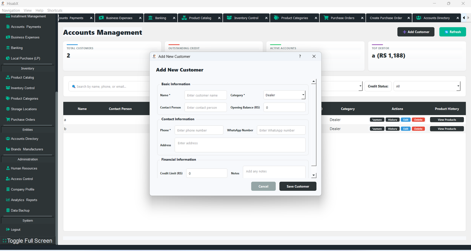 HisabX Add Customer